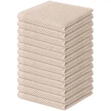 Homaxy Küchentücher, 100 % Baumwolle, Waffelmuster, ultraweich, saugfähig, schnell trocknend, 30,5 x 30,5 cm, 12 Stück, Beige