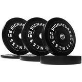 Signature Fitness 5,1 cm olympische Hantelscheiben mit Stahlnabe, 72,6 kg Set (2 x 10/25/20,4 kg), Schwarz