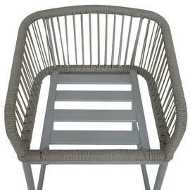 Mendler 2er-Set Rope-Barhocker HWC-O22, Tresenhocker, Outdoor Sitzpolster Seilgeflecht Metall ~ hellgrau, Kissen hellgrau