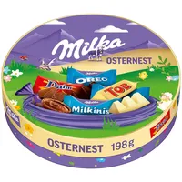 Milka Osternest – liebevoll zusammengestellte Osterschokolade mit Alpenmilch in bunter Geschenkverpackung – 198g