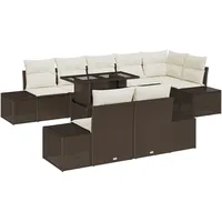 vidaXL Garten-Sofa-Set 9-tlg. braun/creme