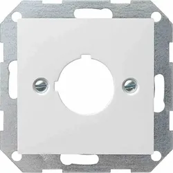 Gira System 55 Zentralplatte, Bohrung, 1f, reinweiß, Befestigung mit Schraube, ohne Beschriftungsfeld, 27203