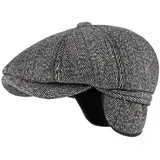 Sporty Winter Schirmmütze mit Ohrenklappen Baskenmütze Ohrenschutz Schiebermütze Herren Klassik (DE/NL/SE/PL, Numerisch, 59, 61, hellgrau) - 59-61