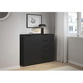 LeGer Home by Lena Gercke Kommode SERINA 120 x 100 x 42 cm Schwarz / Schwarz Mattglas