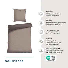 SCHIESSER Doubleface Renforcé taupe/dunkelgrau 155 x 220 cm + 80 x 80 cm