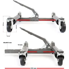 XPOtool Rangierheber 2er Set bis je 566 kg Wagenheber bis 30 cm Reifenbreite Rangierhilfe mit Rollen