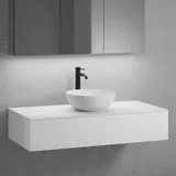 neoro n50 Unterschrank B: 120 cm mit 1 Auszug, Waschtisch Ø 40 cm weiß matt, B: 120.5 BN0064WM+BN0414WM+BN0404WM