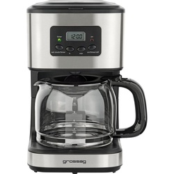 grossag Filterkaffeemaschine KA 46 mit Timer, 1,5l Kaffeekanne, Papierfilter 1×4 schwarz|silberfarben