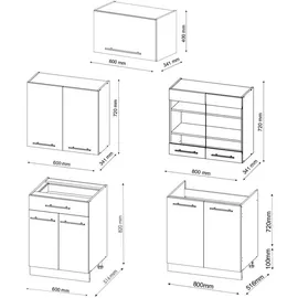 Vicco Küchenzeile Fame-Line 200 cm Anthrazit Eiche