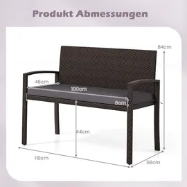 Costway Gartenbank 110 x 56 x 84 cm Braun/Grau
