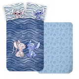 BrandMac Bettwäsche für Babys oder kleines Bett, Stitch & Engel, Bettbezug 100 x 135 cm + Kissenbezug 40 x 60 cm, wendbar