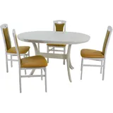 HOFMANN LIVING AND MORE Essgruppe »5tlg. Tischgruppe«, (Spar-Set, 5 tlg 5tlg. Tischgruppe), weiß + gelb, + weiß, , 79016604-0 B/H/T: 45 cm x 95 cm x 48 cm,