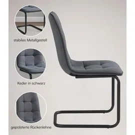 Home4You Schwingstühle 4er Set Dunkelgrau - Webstoff - - 4er Set