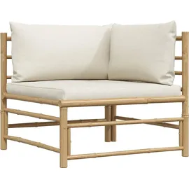 vidaXL Garten-Lounge-Set 2-tlg. cremeweiß Bambus