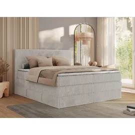 MKS Meble Boxspringbett TILIANO KING - 160/200 - Hellgrau Cord - H4,