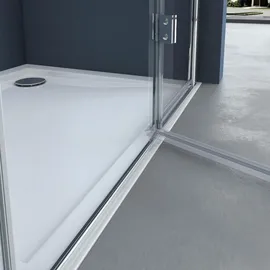 SoGood Ravenna27 Eck-Duschkabine mit Falttür 75 x 120 cm Duschwanne transparent ESG-Sicherheitsglas