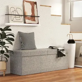 Homcom Sitzbank mit Stauraum, faltbar Polsterbank mit separaten Behältern, Bettbank mit Leinenoptik, Sitztruhe für Flur Schlafzimmer Wohnzimmer, 110 x 38 x 38 cm Dunkelgrau