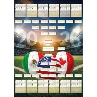 WM 2026 Spielplan Poster DIN A1 Hochformat für 48 Nationen mit zwölf Gruppen zum Ausfüllen - Weiß