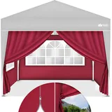 Tillvex® 4x Seitenwand Rot Für Pavillon 3x3m & 3x6m  Faltpavillon Seitenteile Wasserabweisend  Seitenfenster & Reißverschluss  Seitenwände Für Gartenzelt Partyzelt