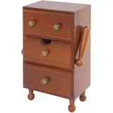Vintage Aufbewahrungsschrank, 3-Tier Aufbewahrungsschrank, Aufbewahrungsbox mit Schubladen, Schmuckschrank aus Kiefernholz, Kommode Schrank für Wohnzimmer, Schlafzimmer, 19 * 12 * 34cm (Braun)
