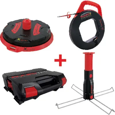 Profi Kabeleinziehgerät für Rohrdurchmesser 16mm - 40mm + X BOARD Profi-Kabelabroller XB 300 (Trommeln, Bundware, Einzeladern) im Systemkoffer