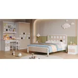JV Möbel Kinderzimmer Bett, Kleiderschrank Jugendzimmer Komplett 2x Nachttische, 6tlg Set