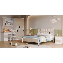 JV Möbel Kinderzimmer Bett, Kleiderschrank Jugendzimmer Komplett 2x Nachttische, 6tlg Set