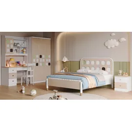JV Möbel Kinderzimmer Bett, Kleiderschrank Jugendzimmer Komplett 2x Nachttische, 6tlg Set