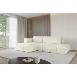 altdecor Ecksofa CLOUD-L Cord 2-Sitzer Creme/Weiß