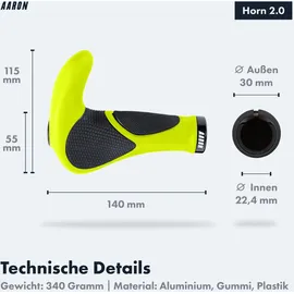 Aaron Fahrradgriffe Horn ergonomisch mit Gel-Dämpfung Gelb