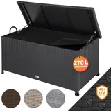 CASARIA Auflagenbox mit Rollen 270l Stauraum Uv-beständig Handgriffe Gasdruckfeder Wetterfest 117x53cm Garten Aufbewahrungsbox Schwarz