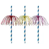 Papstar Papier-Trinkhalm "Fireworks" 200 mm, blau/weiß aus Papier, Länge: 200 mm, Durchmesser: 6 mm, nachhaltig