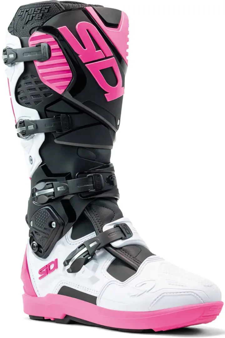 Sidi Crossfire 3 SRS Motocross Stiefel, schwarz-weiss-pink, Größe 45 für Männer