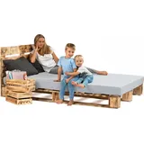 Lermowood Palettenbett 180 x 200 cm mit Kopfteil Geflammt Holzbett Massivholzbett Bett aus Paletten Seniorenbett Kinderbett Jugendbett - Schwarz