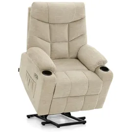 MCombo M MCombo Fernsehsessel mit Aufstehhilfe Elektrisch, Sessel mit Aufstehhilfe, fSeniorensessel für Wohnzimmer, mit Usb 7286 (Stoff, Beige)