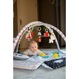 BOJUNGLE Spieldecke mit Zubehör, grau, Erlebnisdecke, Babymatte ab Geburt, Spielbogen