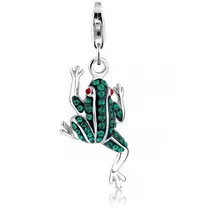 Nenalina Charm-Einhänger Anhänger Frosch 925 Sterling Silber, mit Kristallen von Swarovski®, Frosch silberfarben
