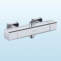 Duschthermostat Mischbatterie Chrom, Dolinvo Duscharmatur Armatur Dusche mit 38 °C Sicherheitstaste & 2 Auslässen, Brausethermostat Brausearmatur mit Verbrühschutz & Wassersparfunktion