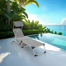 Tectake tectake® Sonnenliege, Grau, Kunststoff, 60.5x115x200 cm, Gartenmöbel, Gartenliegen