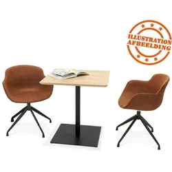 Kadima Design Gastronomietisch aus Holz & schwarzem Metall, 70 cm, Quadrat, Beige