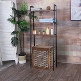 Mendler Standregal HWC-K82, Badregal Waschmaschinen-Regal Leiterregal, Industrial Metall Holz 155x64x25cm ~ braun
