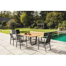 Niehoff Tisch Trapezkufe anthrazit - 260 x 95 cm Teak