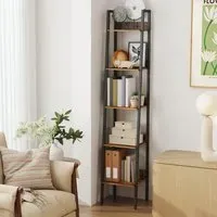 Bücherregal, Leiterregal 5 Ebenen, schmal