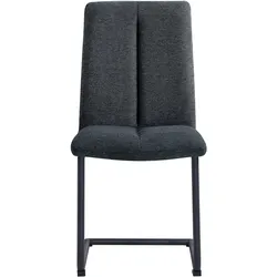 Esszimmerstuhl DUO COLLECTION "Emmy Freischwinger", grau (anthrazit, schwarz), B:47cm H:98cm T:59cm, Polyester, Stühle, robuster Bezug, Fußgleiter für die Sicherheit, bis 110 kg belastbar