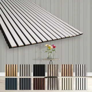 HEXIM Akustikpaneele 278x60cm - flexible Lamellenwand Holz mdf Wandverkleidung schalldämmend: 1 Pa... - Weiß