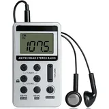 Jalleria - Tragbares Mini-stereoradio, Wiederaufladbares Taschenradio Dsp Am Fm Digitaler 2-band-stereoradioempfänger Mit Kopfhörer Für Ältere Menschen, Einfach Zu Bedienen (weiß)