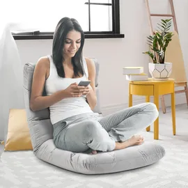 Homcom Bodenstuhl 3-in-1 Klappbar Bodensessel mit Rückenlehne 13 Positionen Verstellbare Klappliege Sitzkissen Grau