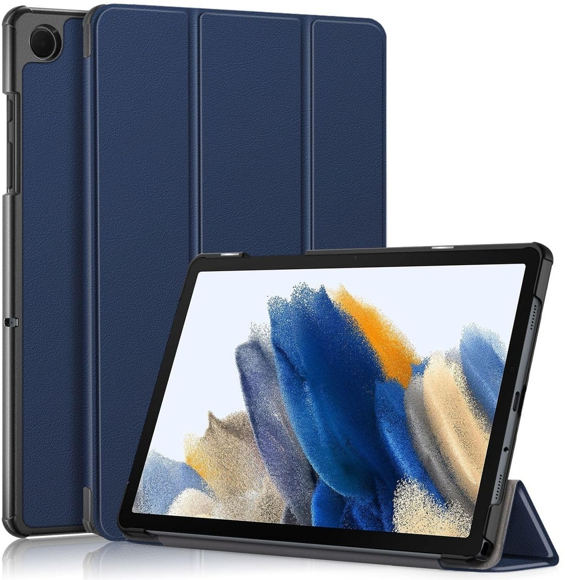 Wigento Für Samsung Galaxy Tab A9 Plus 3folt Wake UP Smart Standfunktion Cover Dunkelblau Tablet Tasche Etuis Hülle