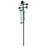Wetterstation Wetterstation Mit Windfahne, Thermometer Und Regenmesser 140 Cm Schwarz 680 G [material: Kunststoff Und Metall]