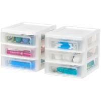 Iris Ohyama Iris Ohyama, Plastik Aufbewahrungsturm, 3 kleine Schubladen, 2er Set, Weiß, Leicht zu öffnen, B6 Format, Möbel, Organizer, für Büro, Schulmaterial, Schreibwaren, BPA-frei, CDD-XS3